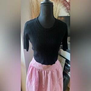 Seraphine Black Ribbed Knit Crop Top